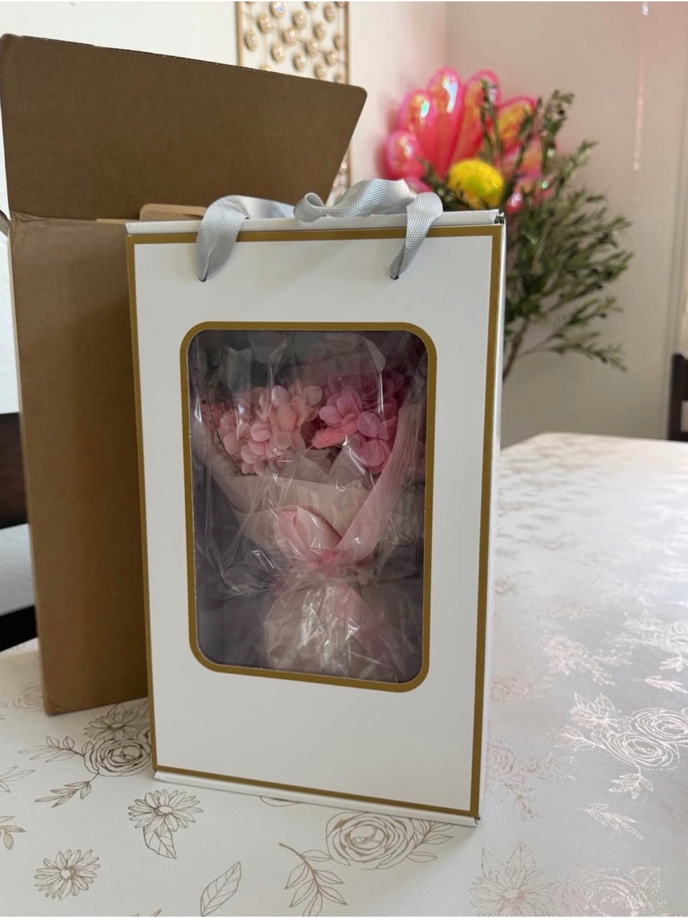 Preserved Pink Rose Bouquet- Lasts 3-5 years, Luxury Gift Box